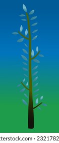simple tall tree on blue background
