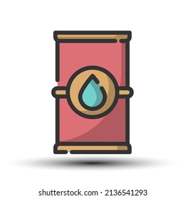 Simple tank of fuel filled line icon, power and flame and related on the white background