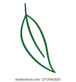 Gráfico minimalista de arte lineal de una sola vena principal con contorno de hoja cónico simple