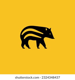 simple tapir wild animal yellow background logo vector illustration template design