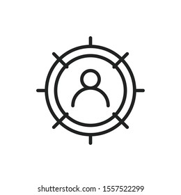 Simple target audience line icon. Stroke pictogram. Vector illustration isolated on a white background. Premium quality symbol. Vector sign for mobile app and web sites.
