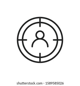 Simple target audience line icon. Stroke pictogram. Vector illustration isolated on a white background. Premium quality symbol. Vector sign for mobile app and web sites.