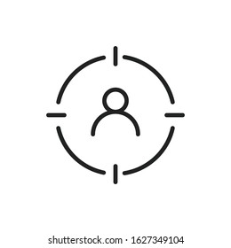 Simple target audience line icon. Stroke pictogram. Vector illustration isolated on a white background. Premium quality symbol. Vector sign for mobile app and web sites.