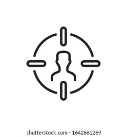 Simple target audience line icon. Stroke pictogram. Vector illustration isolated on a white background. Premium quality symbol. Vector sign for mobile app and web sites.