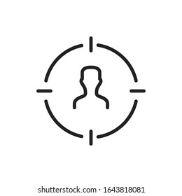 Simple target audience line icon. Stroke pictogram. Vector illustration isolated on a white background. Premium quality symbol. Vector sign for mobile app and web sites.