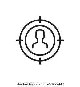 Simple target audience line icon. Stroke pictogram. Vector illustration isolated on a white background. Premium quality symbol. Vector sign for mobile app and web sites.