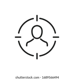 Simple target audience line icon. Stroke pictogram. Vector illustration isolated on a white background. Premium quality symbol. Vector sign for mobile app and web sites.