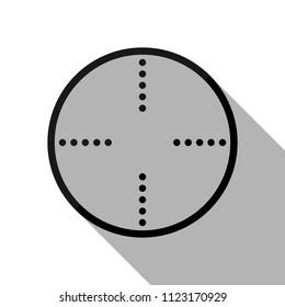 Simple target icon. Black object with long shadow on white background