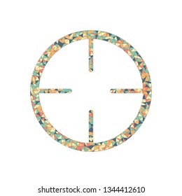 Simple target icon. Colored mosaic with polygons