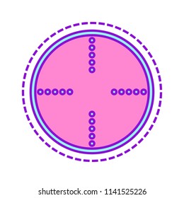 Simple target icon. Colored sketch with dotted border on white background