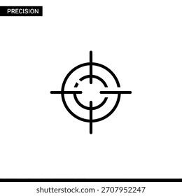 Un icono de objetivo simple con círculos concéntricos y puntos de mira, que simboliza la precisión, la precisión y el enfoque en un objetivo específico.