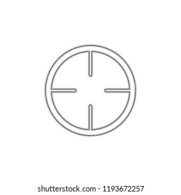 Simple target icon. Dotted outline silhouette with shadow on white background