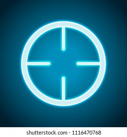 Simple target icon. Neon style. Light decoration icon. Bright electric symbol