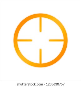 Simple target icon. Orange sign with low light on white background
