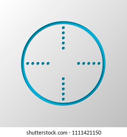 Simple target icon. Paper design. Cutted symbol with shadow