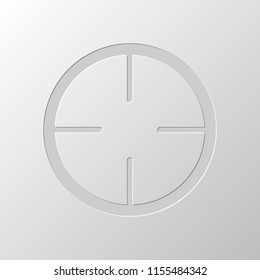 Simple target icon. Paper design. Cutted symbol. Pitted style