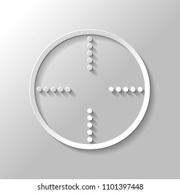 Simple target icon. Paper style with shadow on gray background