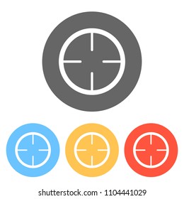 Simple target icon. Set of white icons on colored circles