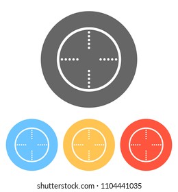Simple target icon. Set of white icons on colored circles