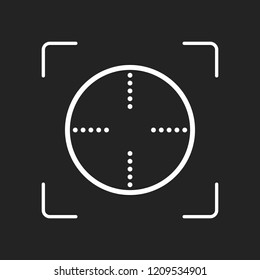 Simple target icon. White object in camera autofocus on dark background