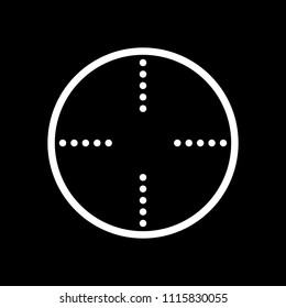 Simple target icon. White icon on black background. Inversion