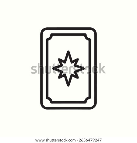 Simple tarot card icon design with a star or sun symbol for fortune telling concepts. Represents mystery, the esoteric and divination practice.