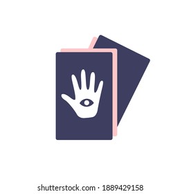 Simple tarot cards with hand for fortune telling on a white background. Attributes for magic and witchcraft. Hand drawn vector isolated single illustration.