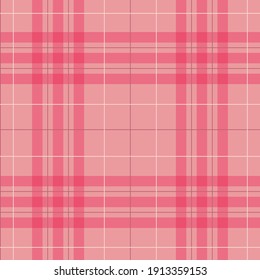 Simple tartan seamless vector pink checkered pattern for clothing, linen, bed sheet, tablecloth, bedding, paper, design and more. Simple ornament for wallpaper, fabric, textile, wrapping.