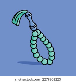 Simple tasbih muslim player beads cartoon vector illustrations religion icon isolated