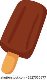 Simple and tasty chocolate ice cream stick vector in flat design, perfect for summer-themed designs, dessert menus, posters, packaging, or children’s projects. Clean white background and solid colors 