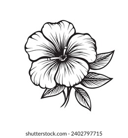 Simple Tattoo of a Petunia: 2D Flat Vector