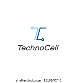 Simple TC Letter Techno Cell Logo Design Idea