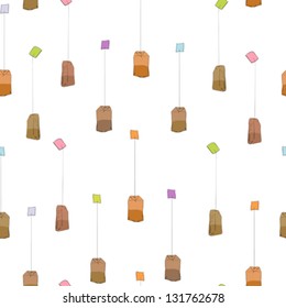 Simple Tea Bags Pattern Over Transparent Background