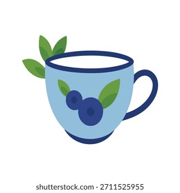 Una simple taza de té decorada con arándanos