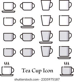 
Simple tea cup icon set