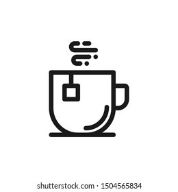 Simple tea cup icons with tea in line style design on white background. Suitable for autumn seasons, cafe symbol, pattern design and website app. Pixel Perfect 48x48. Vector Illustration EPS 10.