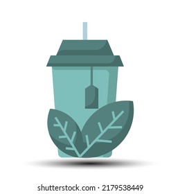 Simple tea flat icon, food and drink concept monotone color, 128x128 pixel perfect on the white background