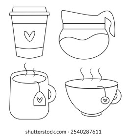 pacote de ícones simples do vetor de xícara
