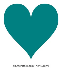 Simple teal green heart isolated over a white background. Vector illustration.