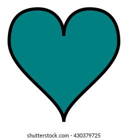 Simple teal-green heart, isolated over a white background. Vector.