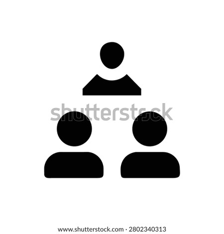Simple team hierarchy icon with leader figure for management illustration.