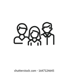 Simple team line icon. Stroke pictogram. Vector illustration isolated on a white background. Premium quality symbol. Vector sign for mobile app and web sites.