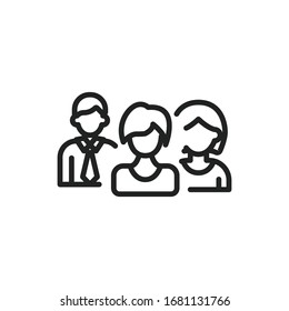 Simple team line icon. Stroke pictogram. Vector illustration isolated on a white background. Premium quality symbol. Vector sign for mobile app and web sites.