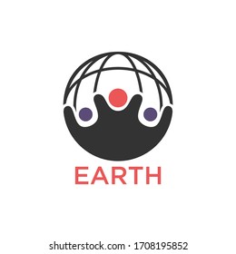 simple team work and globe vector logo