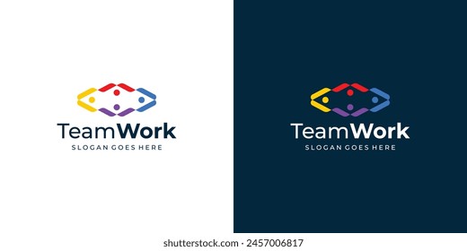 Simple Team Work Logo. Community, Friendship, Teamwork, People Connectivity Logo Design Inspiration.