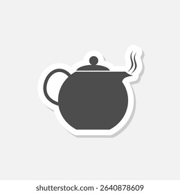 Simple teapot illustration icon sticker isolated on gray background