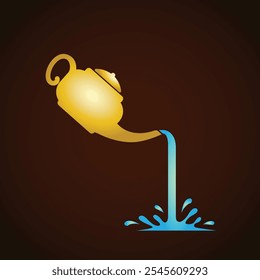 simple teapot with water illustration 