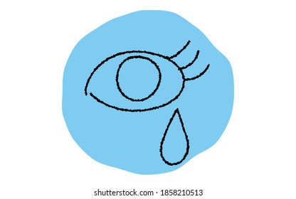 Simple teary eye icon, pencil writing style