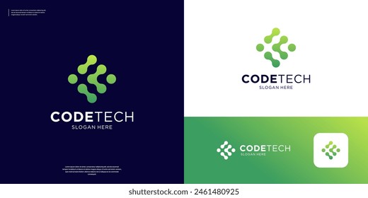 Simple tech coding programer logo design.