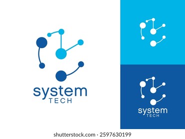 simple tech connection logo. molecule technology icon design vector